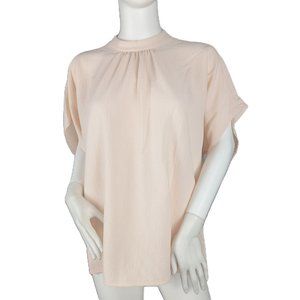 Anne Klein Women's Pullover Blouse Size Small Bisqueware Cream Mock Neck Top